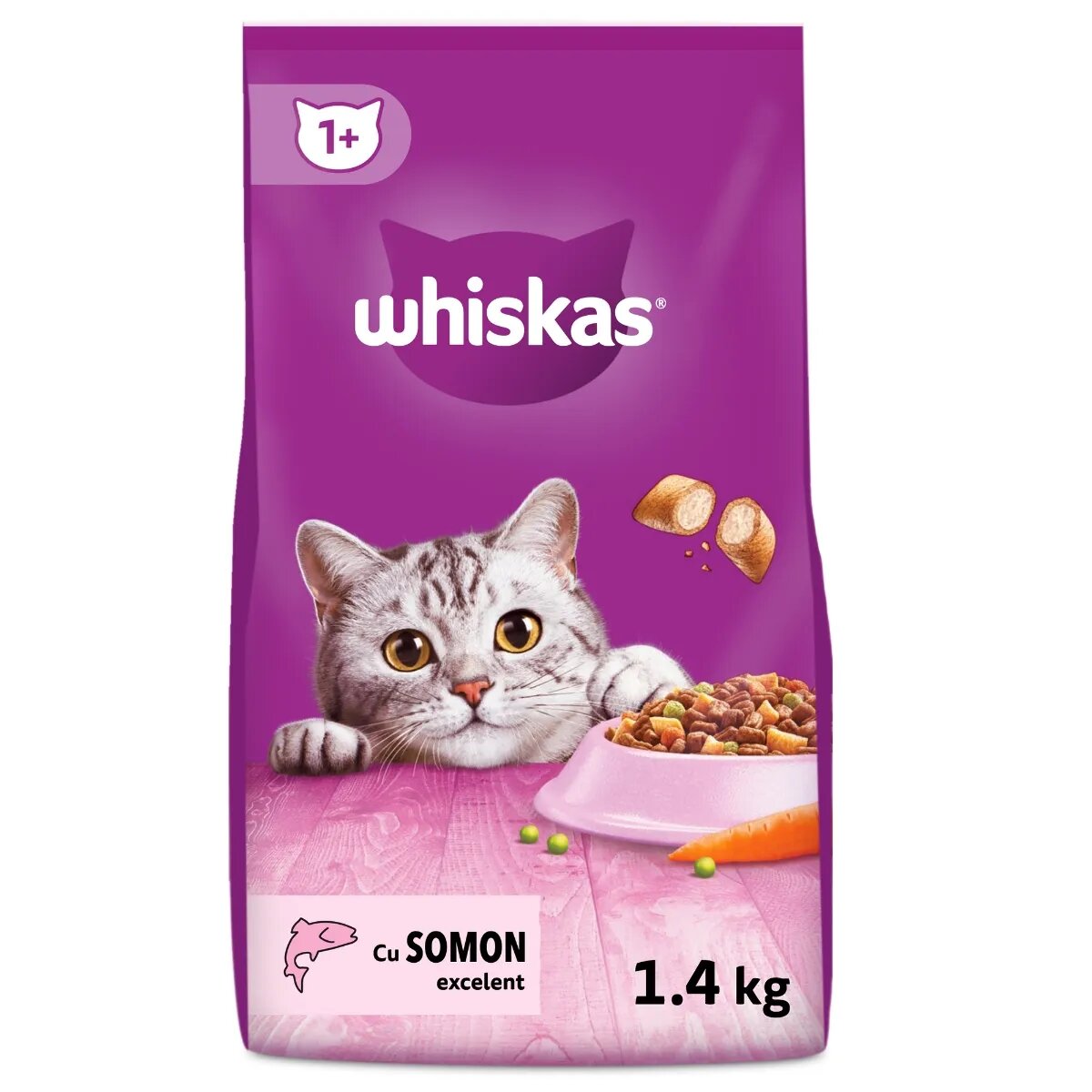 WHISKAS Adult Somon hrană uscată pisici 1.4kg