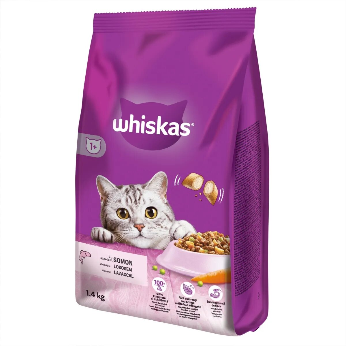 WHISKAS Adult Somon hrană uscată pisici 1.4kg