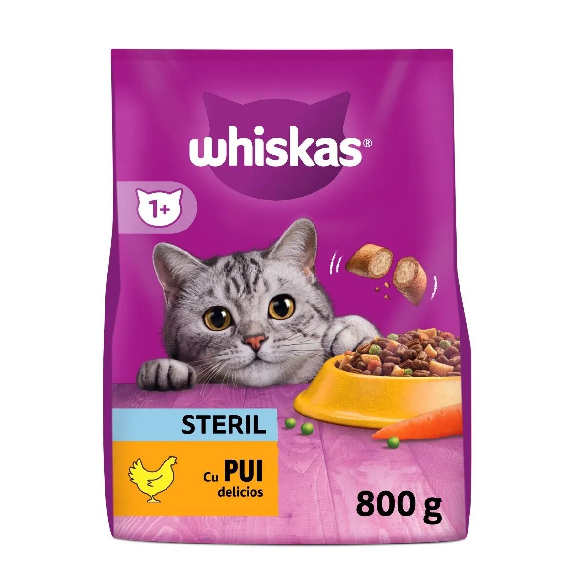 WHISKAS Adult Sterile Pui hrană uscată pisici 800g