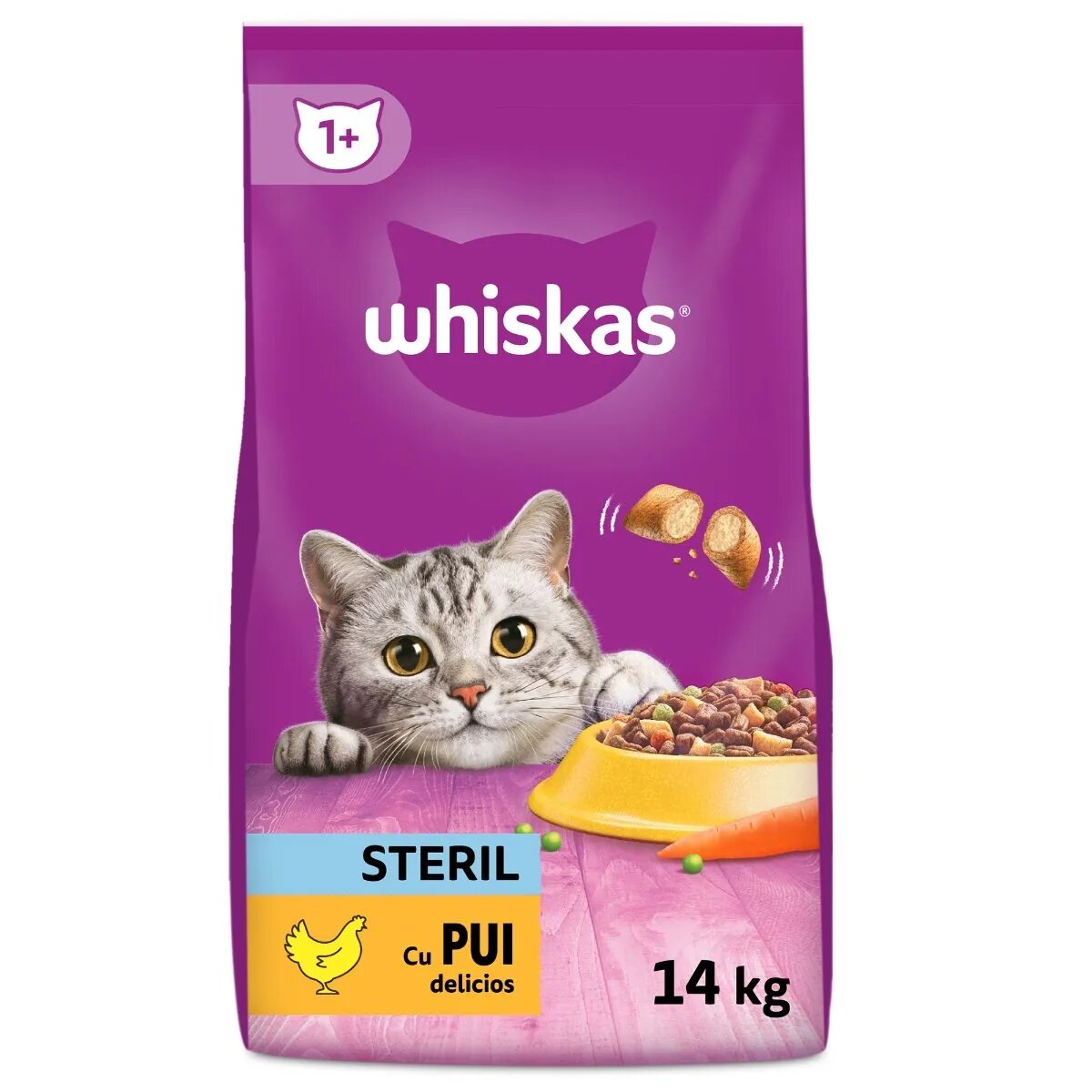 WHISKAS Adult Sterile Pui hrană uscată pisici sterilizate 14kg
