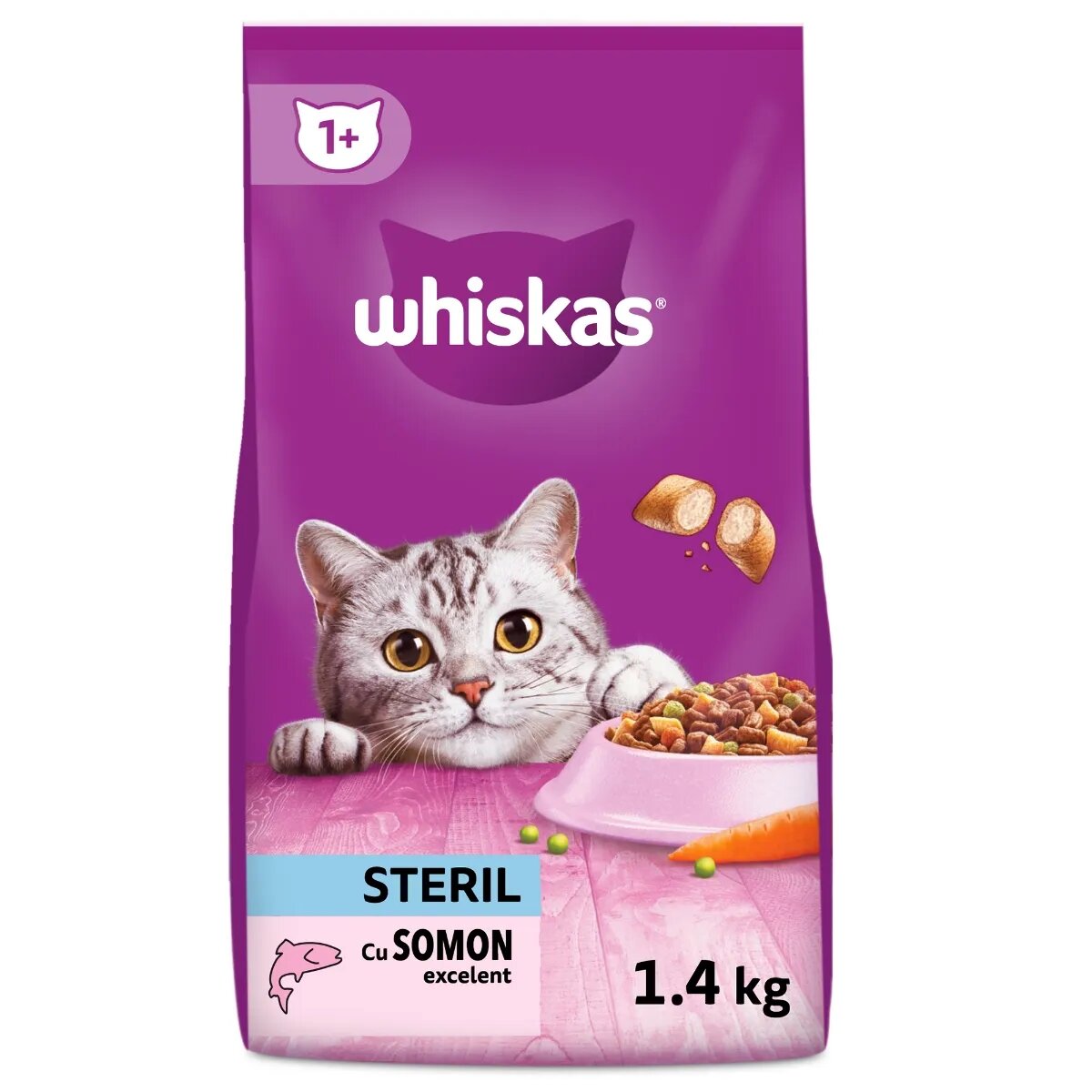 WHISKAS Adult Sterile Somon hrană uscată pisici sterilizate 1.4kg