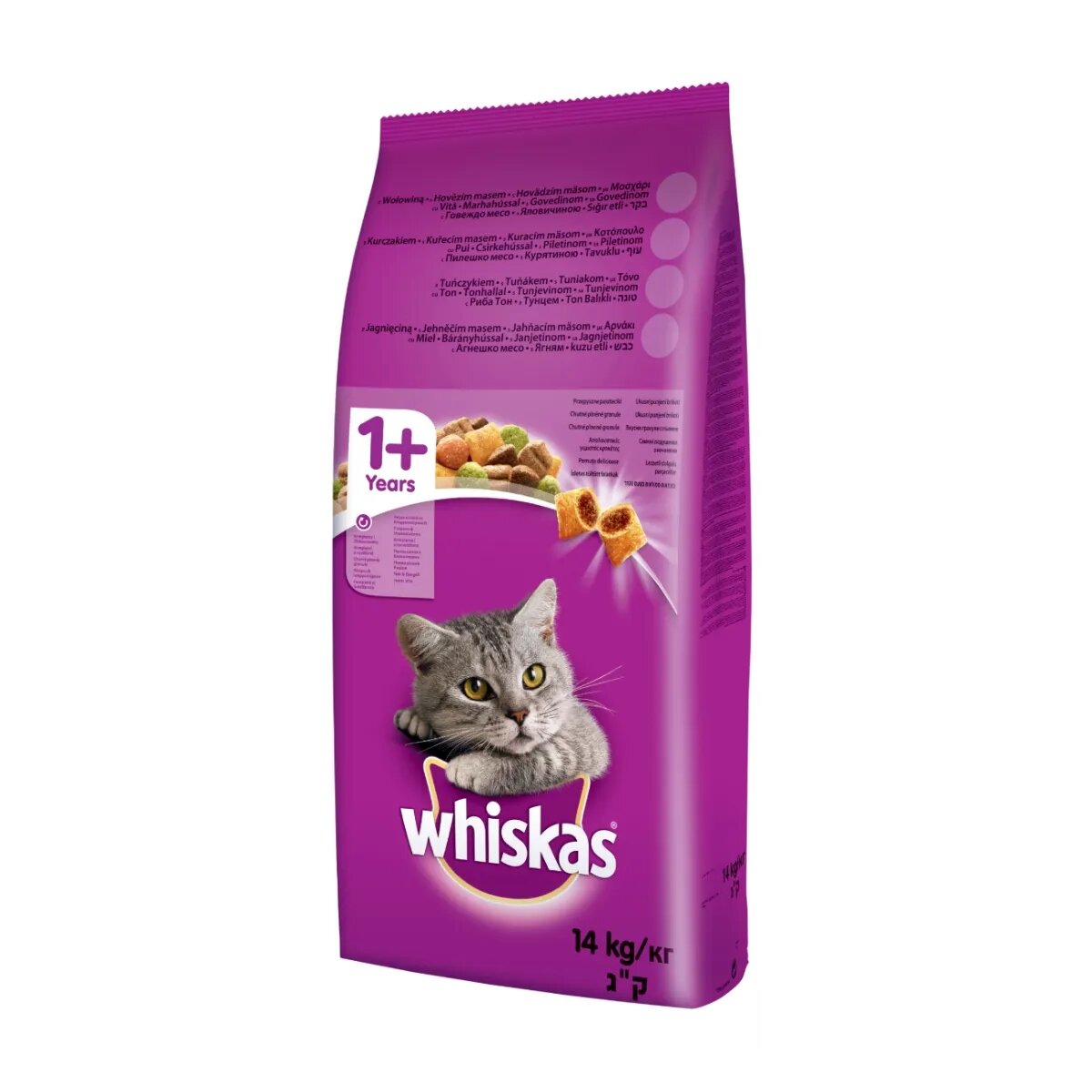 WHISKAS Adult Vită hrană uscată pisici 14kg