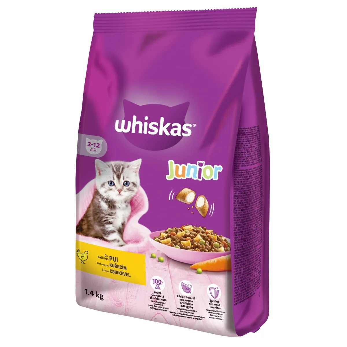 WHISKAS Junior Pui hrană uscată pisici junior 1.4kg