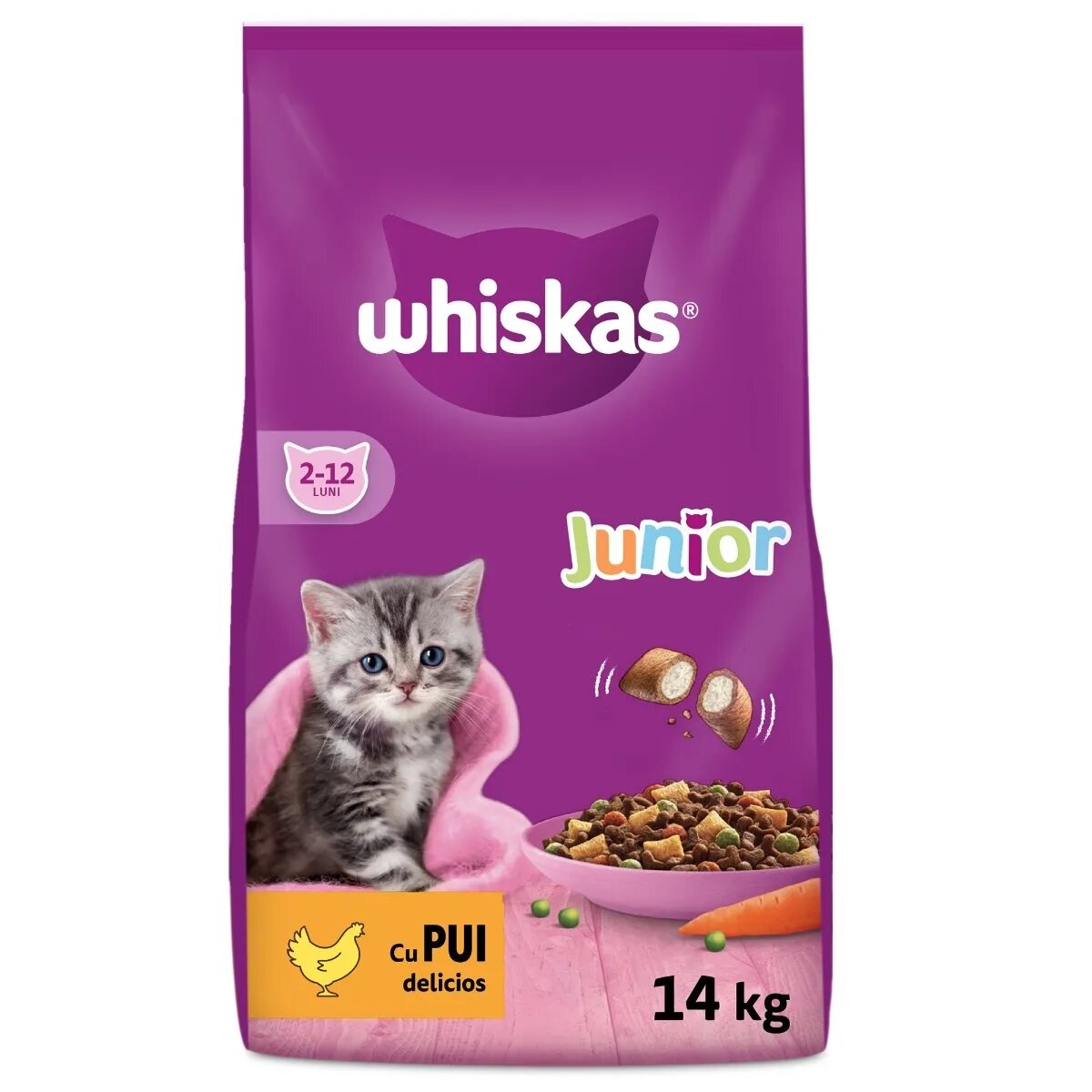 WHISKAS Junior Pui hrană uscată pisici junior 14kg
