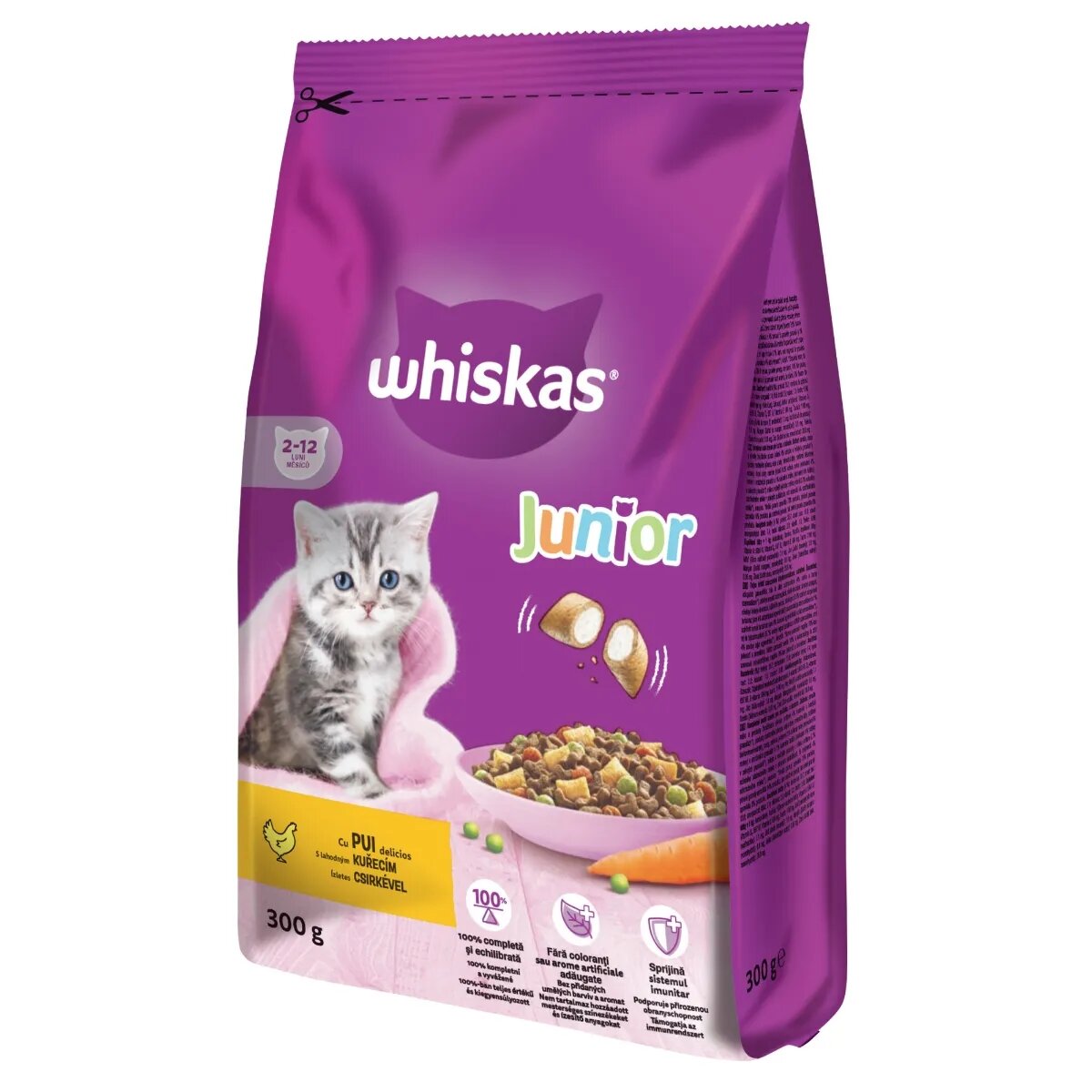 WHISKAS Junior Pui hrană uscată pisici junior 300g