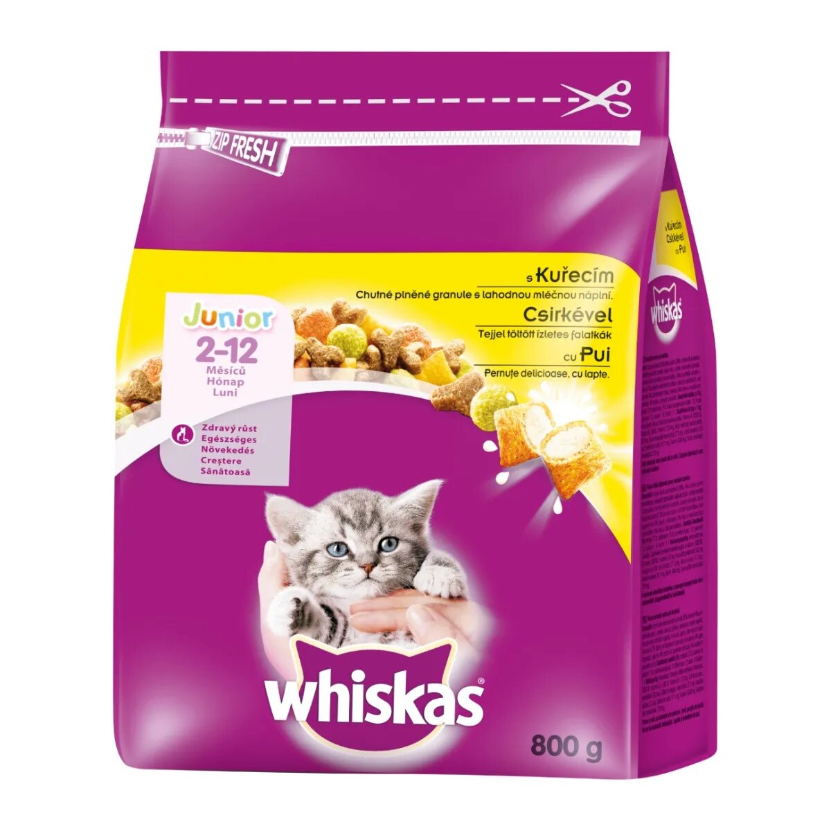 WHISKAS Junior Pui hrană uscată pisici junior 800g