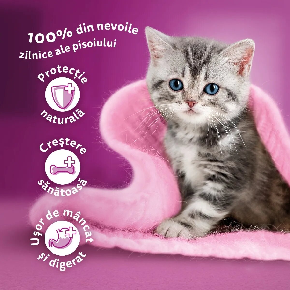 WHISKAS Junior Selectii Clasice Vită și Pui plic hrană umedă pisici junior (în aspic) multipack 85g x 4