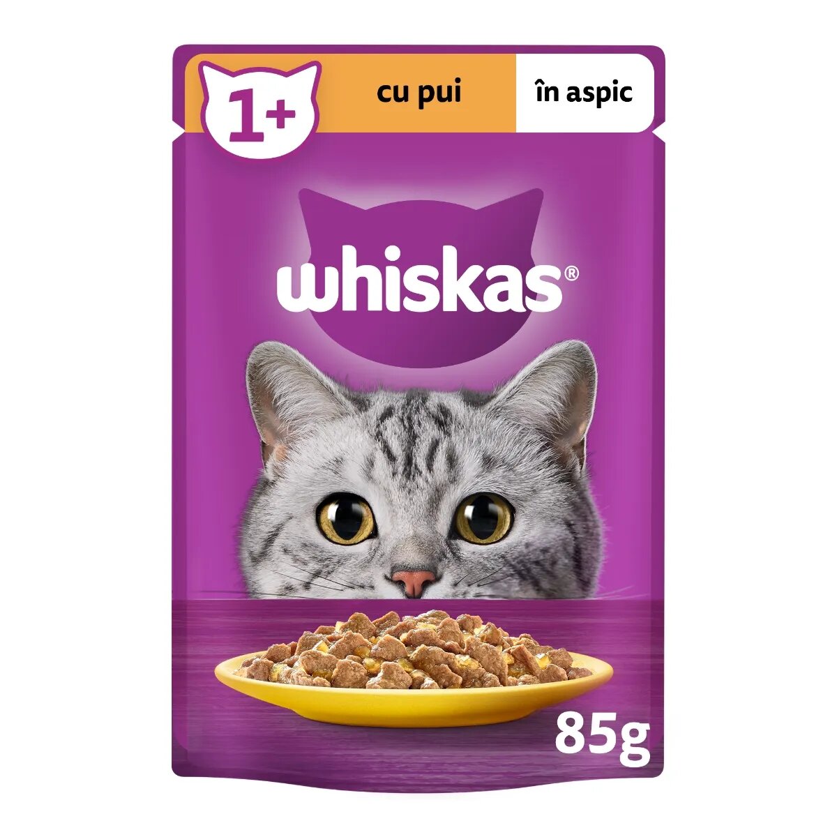 WHISKAS Pui plic hrană umedă pisici (în aspic) 85g