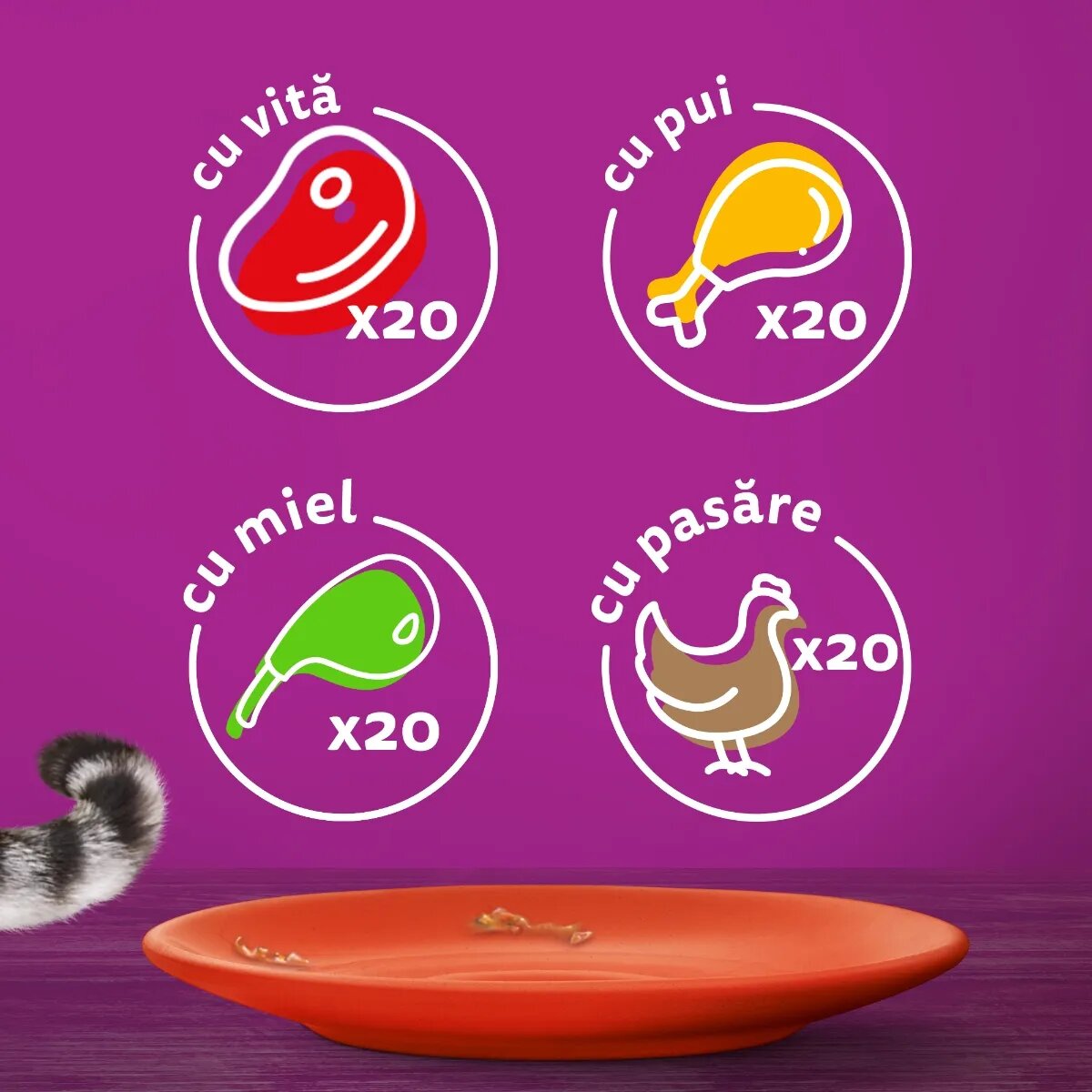 WHISKAS Selectii Clasice Miel Vită Pui și Pasăre hrană umedă pisici (în sos) multipack Selectii Clasice Miel Vită Pui și Pasăre plic hrană umedă pisici (în sos) multipack 85g x 80