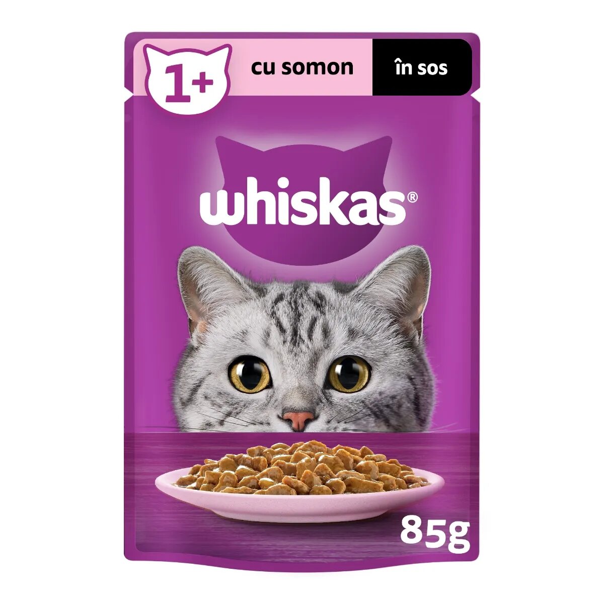 WHISKAS Somon plic hrană umedă pisici (în sos) 85g