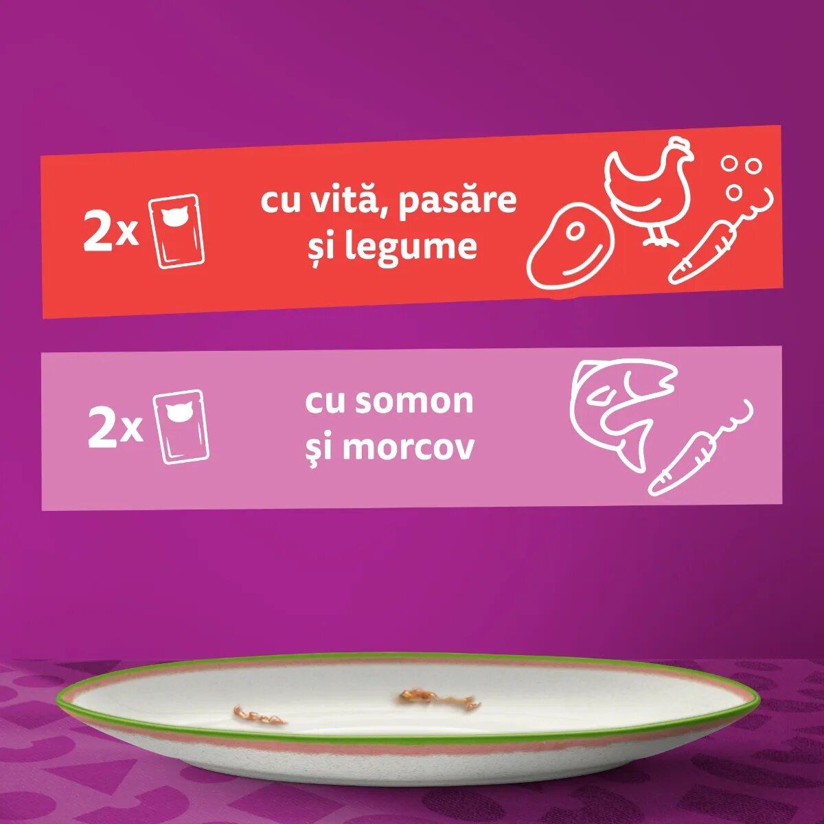 WHISKAS Tasty Mix Chef's Choice Somon Vită și Pasăre plic hrană umedă pisici (în sos) multipack 85g x 4