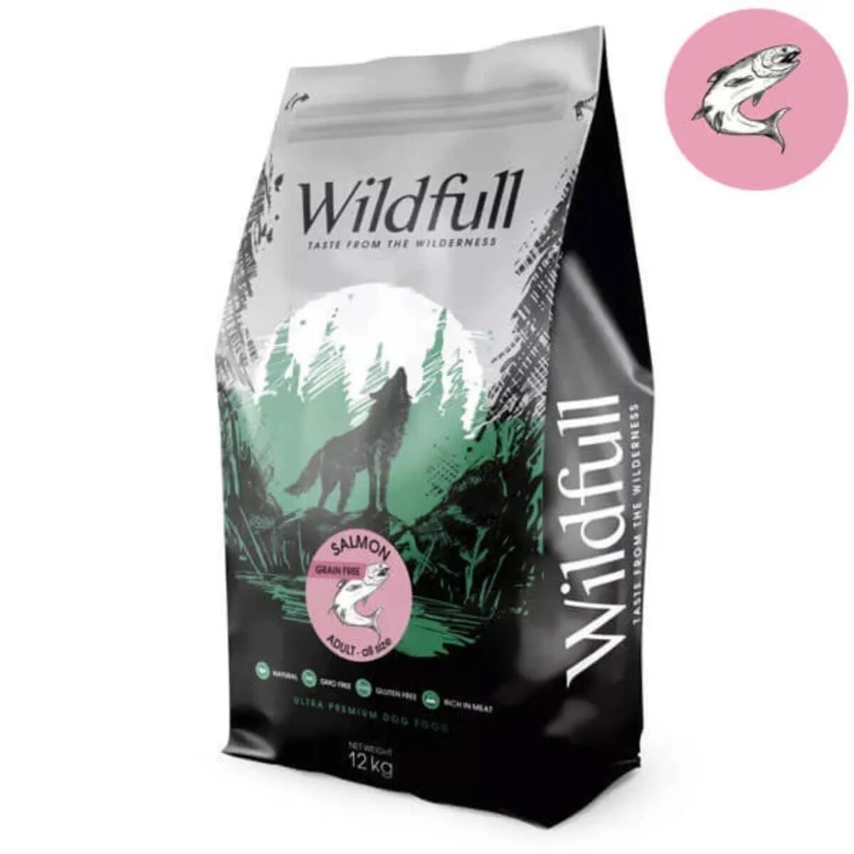 WILDFULL Adult All Size XS-XL Somon hrană uscată fără cereale câini 12kg