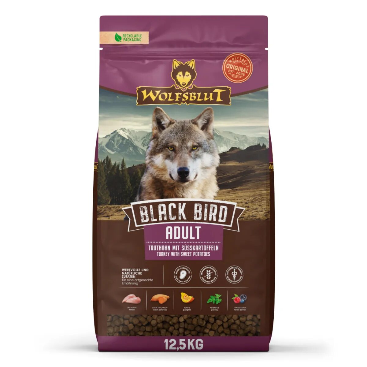 WOLFSBLUT Black Bird XS-XL Curcan hrană uscată fără cereale câini 12.5kg