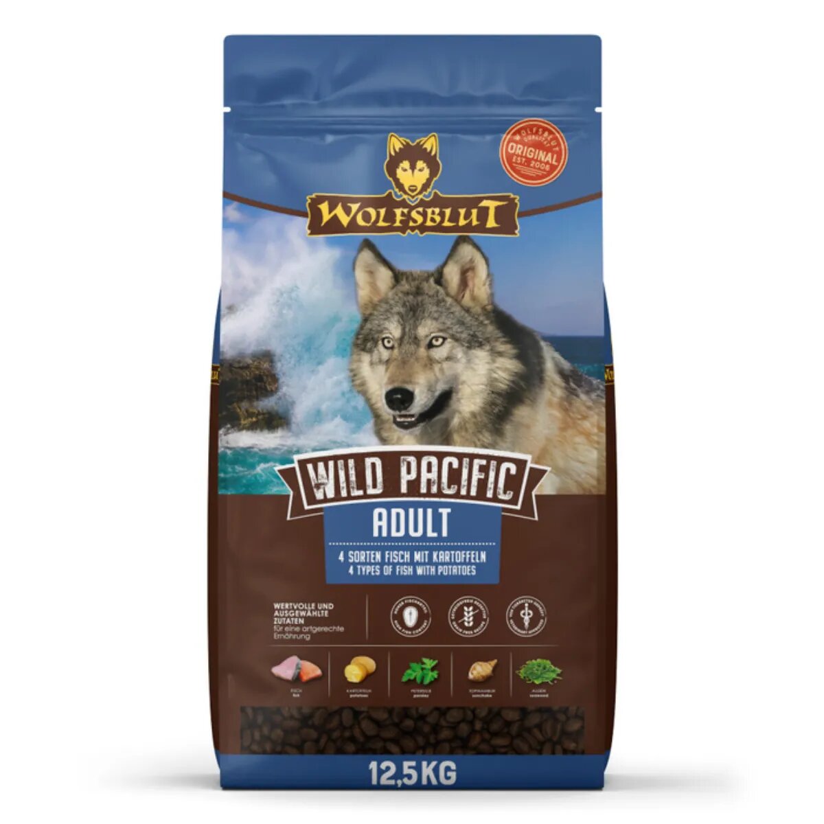 WOLFSBLUT Wild Pacific XS-XL Pește hrană uscată fără cereale câini 12.5kg