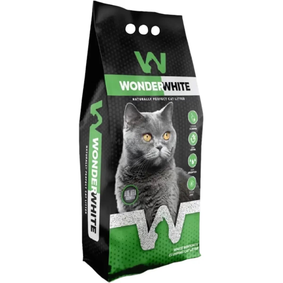 WonderWhite Aloe Vera așternut igienic pisici granule bentonită aglomerant fără praf 10kg