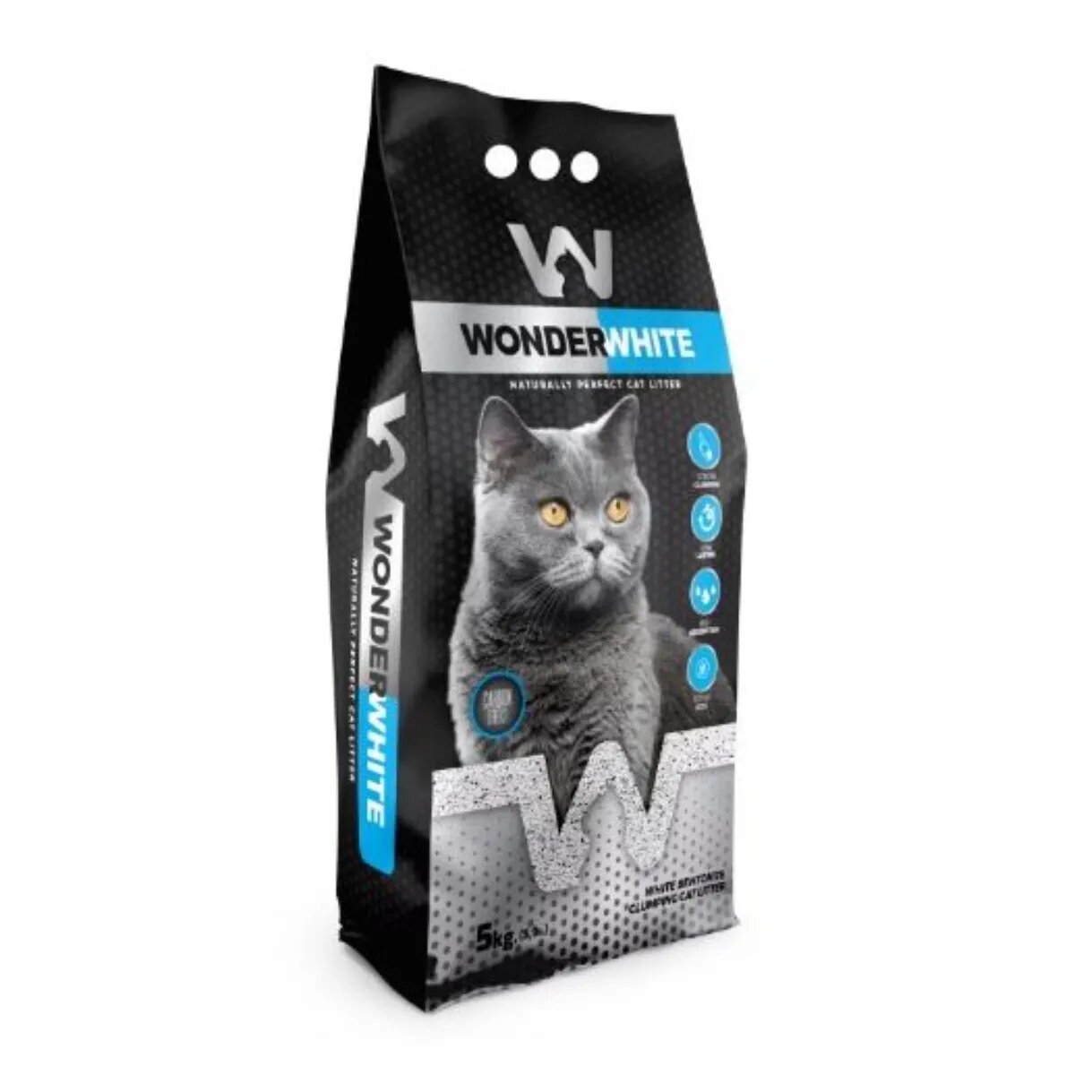 WonderWhite Carbune Activ așternut igienic pisici granule bentonită aglomerant neutralizare mirosuri fără praf 5kg