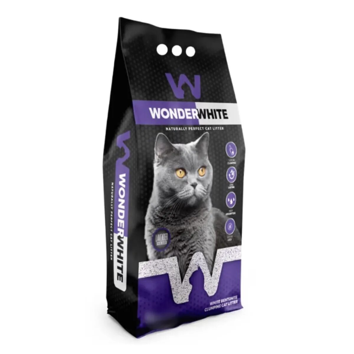 WonderWhite Lavanda așternut igienic pisici granule bentonită aglomerant neutralizare mirosuri 10kg