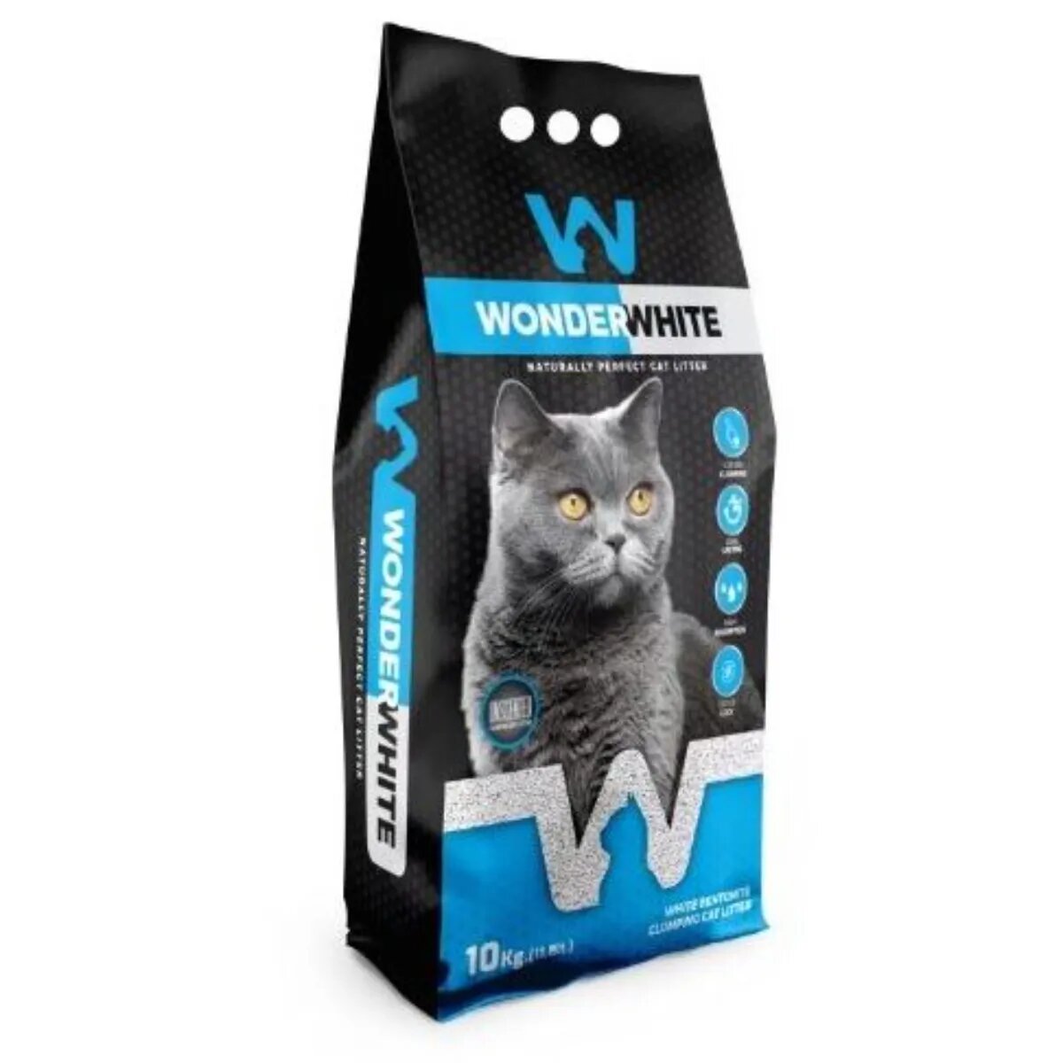 WonderWhite neparfumat așternut igienic pisici granule bentonită aglomerant neutralizare mirosuri fără praf 10kg