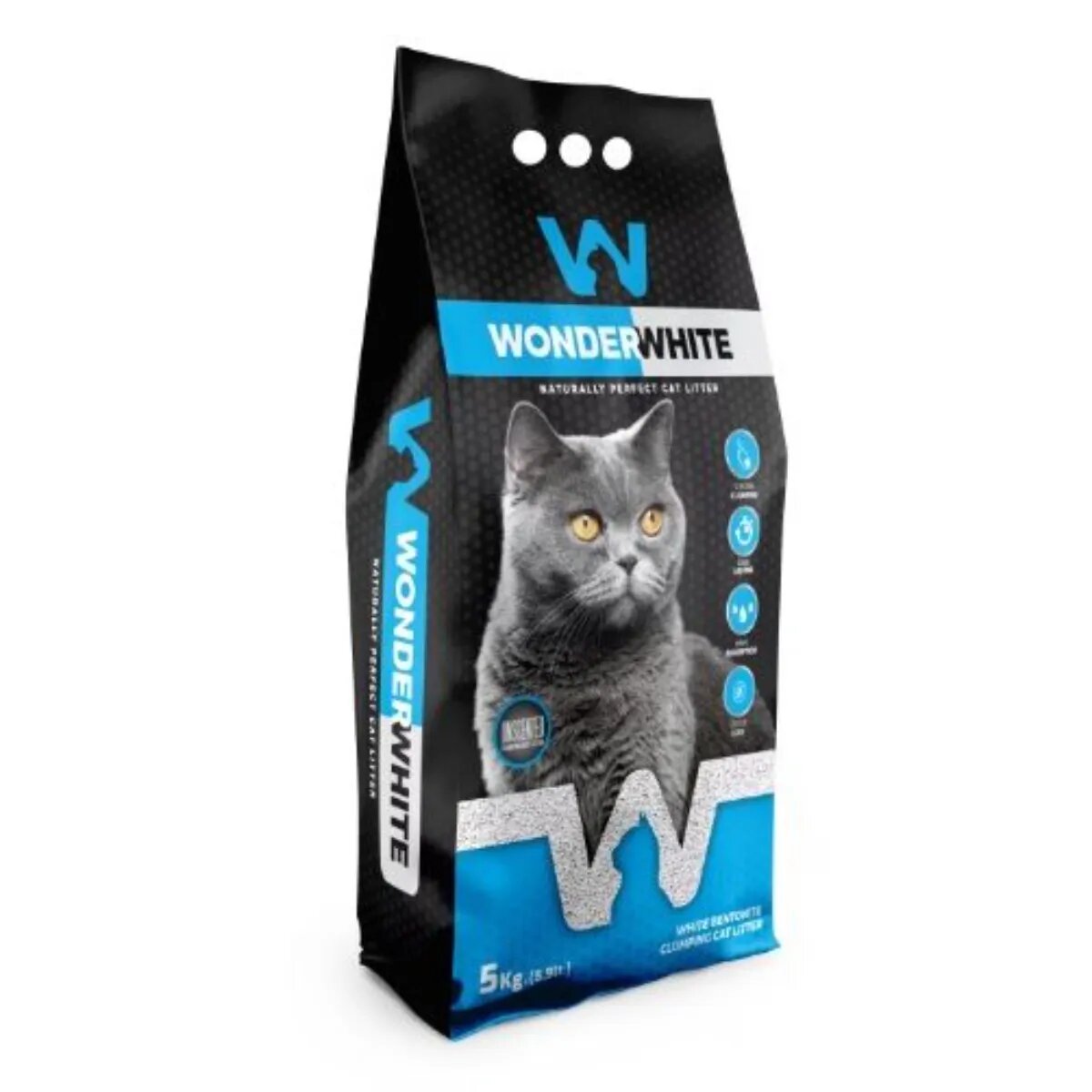 WonderWhite neparfumat așternut igienic pisici granule bentonită aglomerant neutralizare mirosuri fără praf 5kg