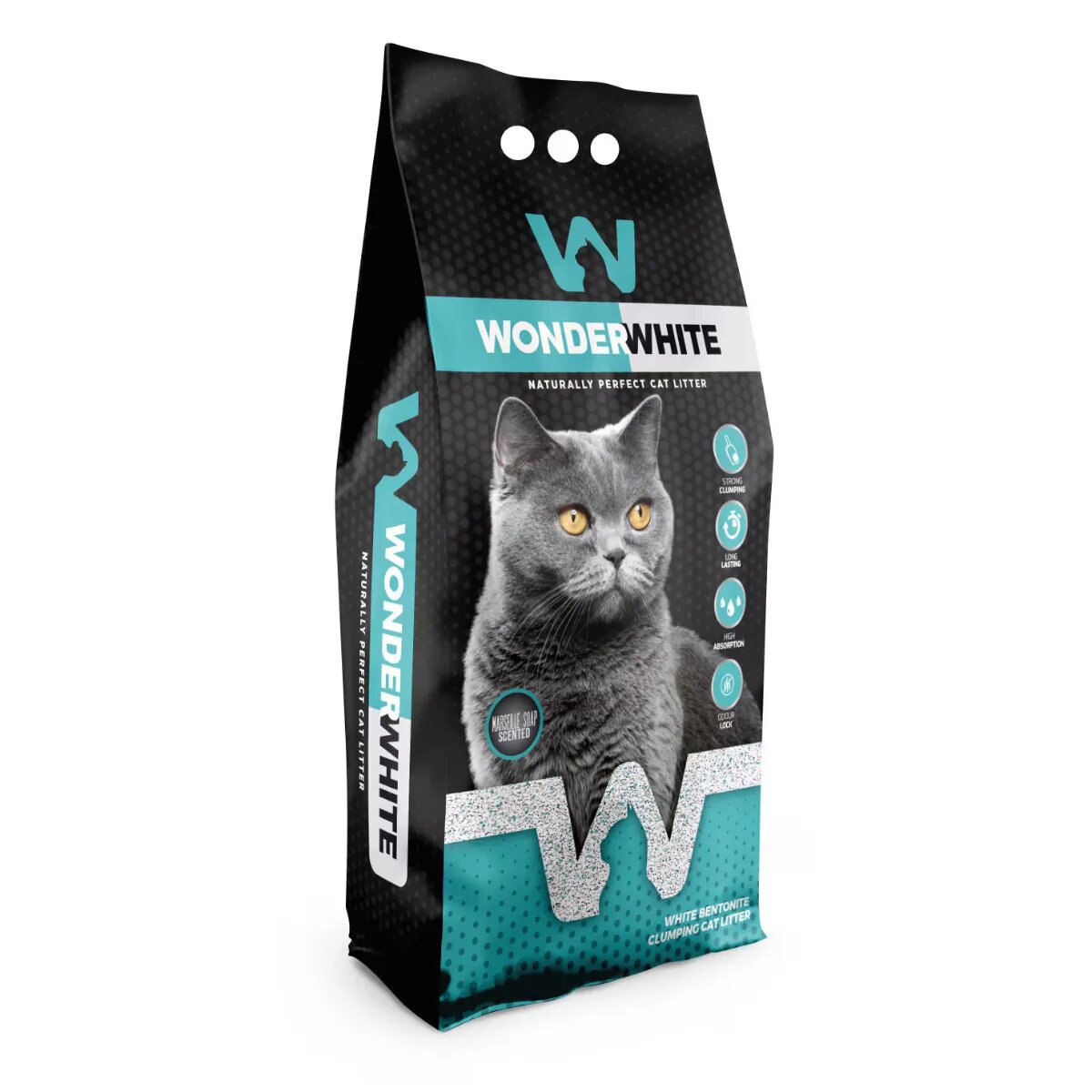 WonderWhite săpun Marsilia așternut igienic pisici granule bentonită aglomerant fără praf 15.3kg