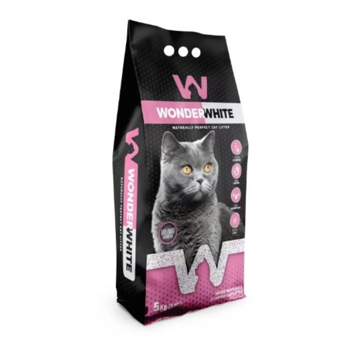 WonderWhite Talc așternut igienic pisici granule bentonită aglomerant neutralizare mirosuri 5kg