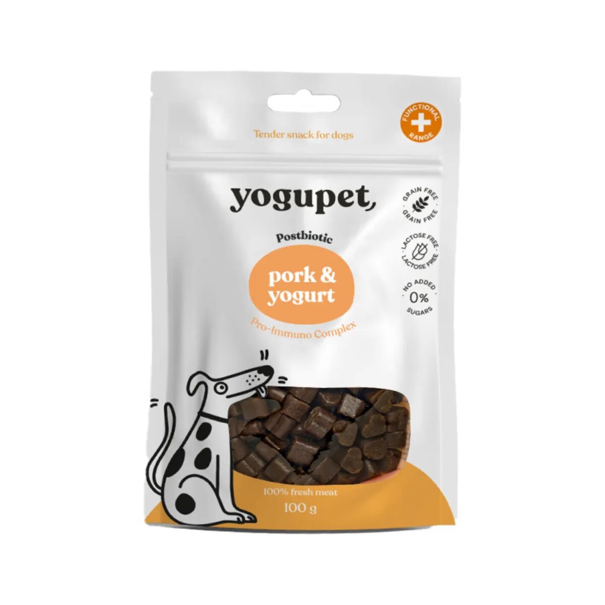 YOGUPET Snack Dog Porc & Iaurt XS-XL Porc recompense fără cereale câini 100g