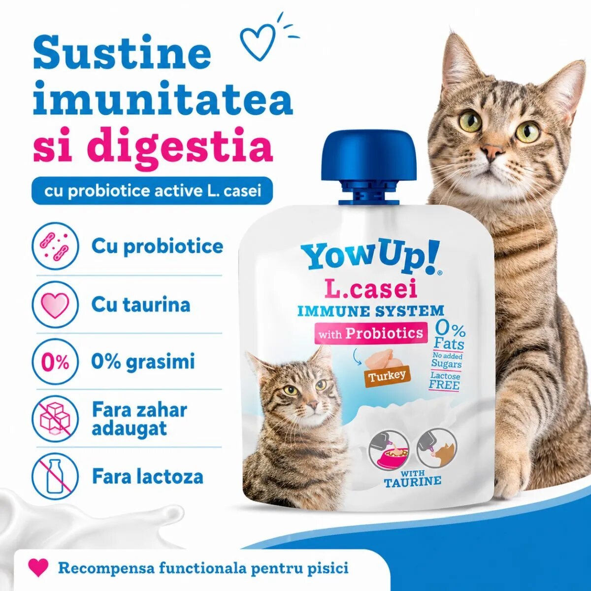 YOWUP! L Casei Curcan recompense funcționale pisici sistem imunitar sistem digestiv (topping) 85g