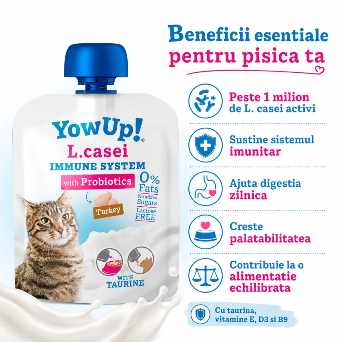 YOWUP! L Casei Curcan recompense funcționale pisici sistem imunitar sistem digestiv (topping) 85g