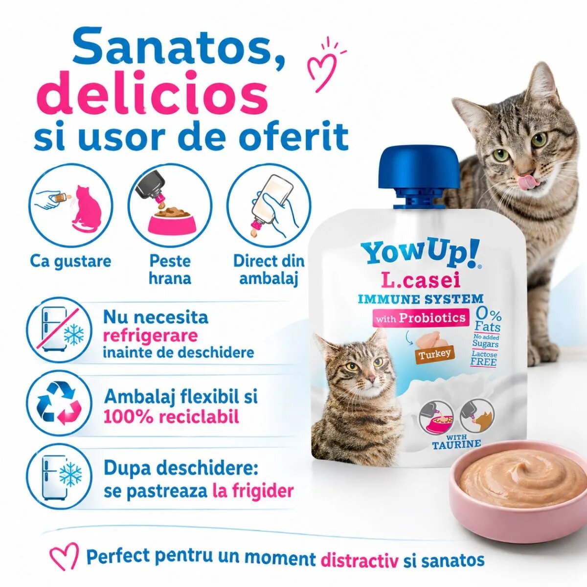 YOWUP! L Casei Curcan recompense funcționale pisici sistem imunitar sistem digestiv (topping) 85g