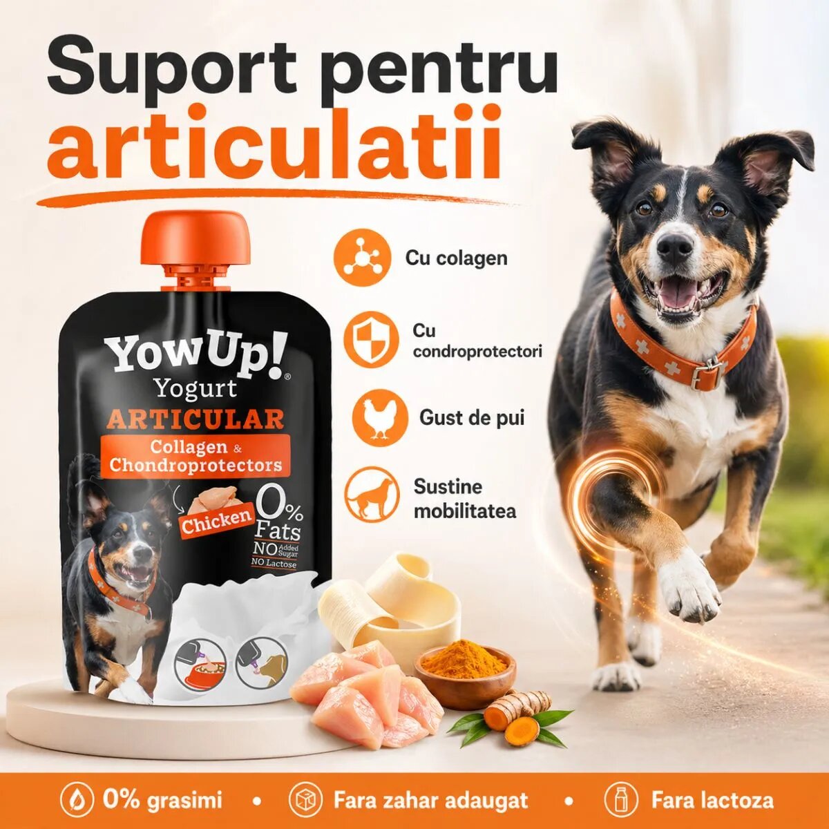 YOWUP! Yogurt Articular XS-XL Pui recompense funcționale câini sistem articular (topping) 115g