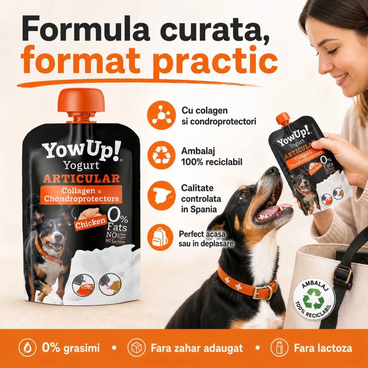YOWUP! Yogurt Articular XS-XL Pui recompense funcționale câini sistem articular (topping) 115g