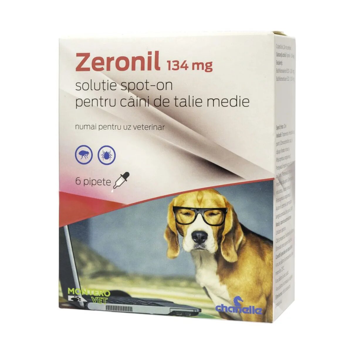 ZERONIL deparazitare externă câini pipete deparazitare externă câini S-M(10 - 20kg) pipete 134mg x 6buc