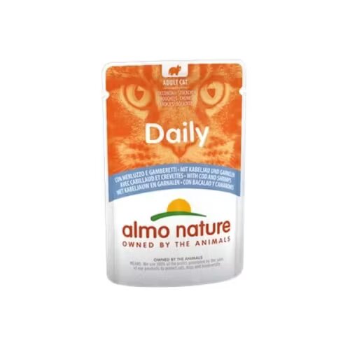 Almo Nature Hrana umeda pisici Daily Plic Cod si Creveti 70 g