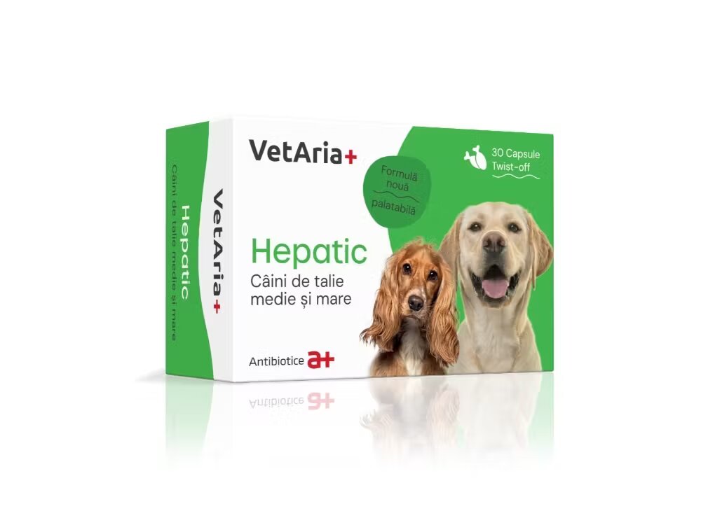 Antibiotice Iasi VetAria+ Hepatic Caini de talie medie si mare 30 capsule Twist-off