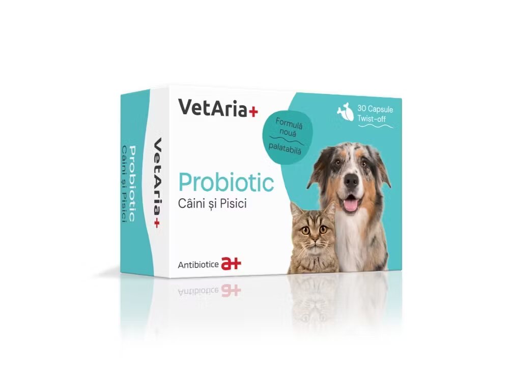 Antibiotice Iasi VetAria+ Probiotic Caini si Pisici 30 capsule Twist-off