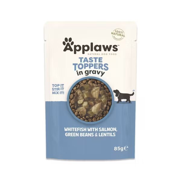 Applaws Hrana umeda caini Dog Taste Toppers Peste Alb si Somon in sos 85 g