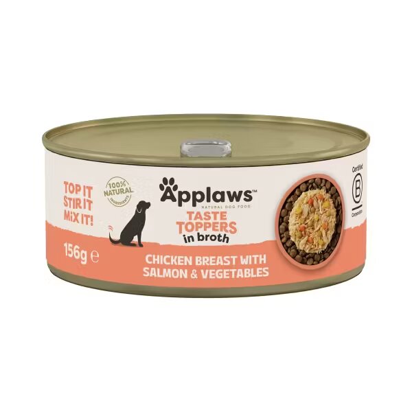 Applaws Hrana umeda caini Dog Taste Toppers Piept de Pui si Somon in supa 156 g