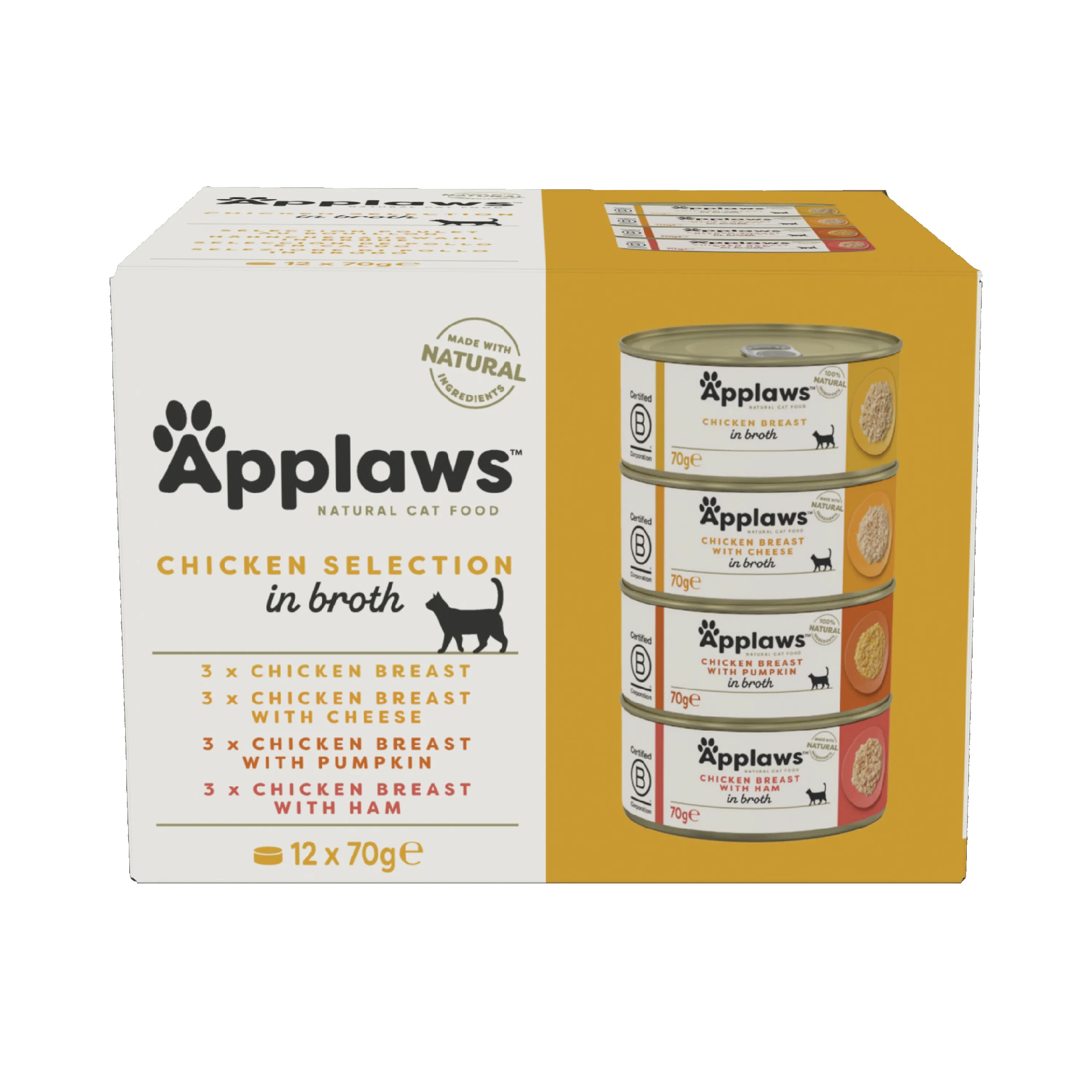 Applaws Hrana umeda pisici Cat Adult Cu Pui Multipack Conserve 12 x 70 g