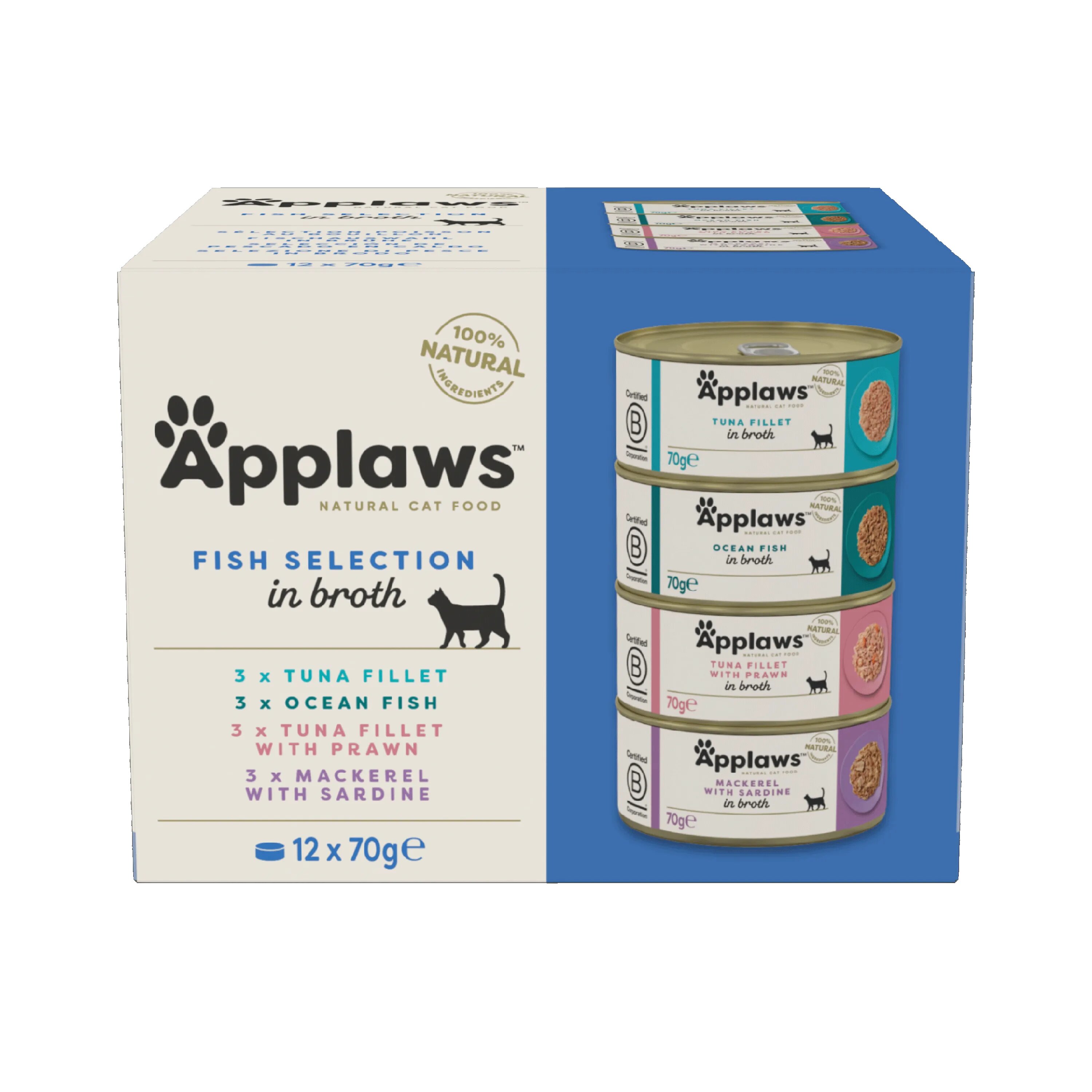 Applaws Hrana umeda pisici Cat Adult Selectie Peste Multipack Conserve 12 x 70 g