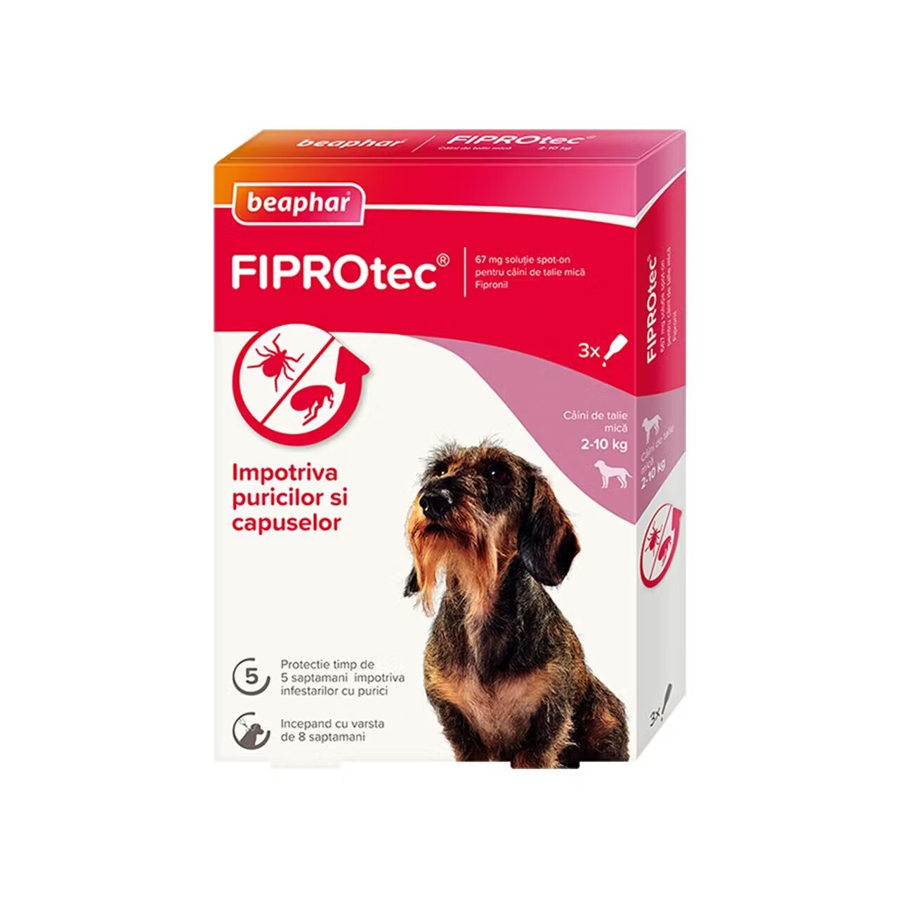 Beaphar Pipete Antiparazitare Caini Fiprotec S 2-10 kg/ 3 pipete x 0.67 ml