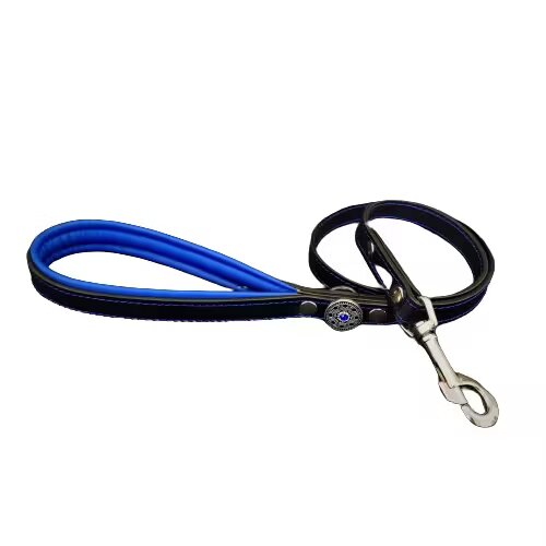 Bestia Lesa Bijou Piele Naturala 110 cm/2 cm Negru/ Albastru
