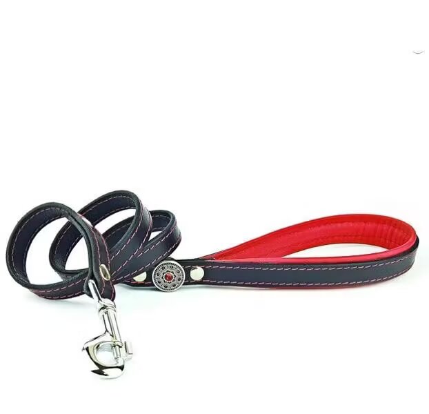 Bestia Lesa Bijou Piele Naturala 110 cm/2 cm Negru/ Rosu