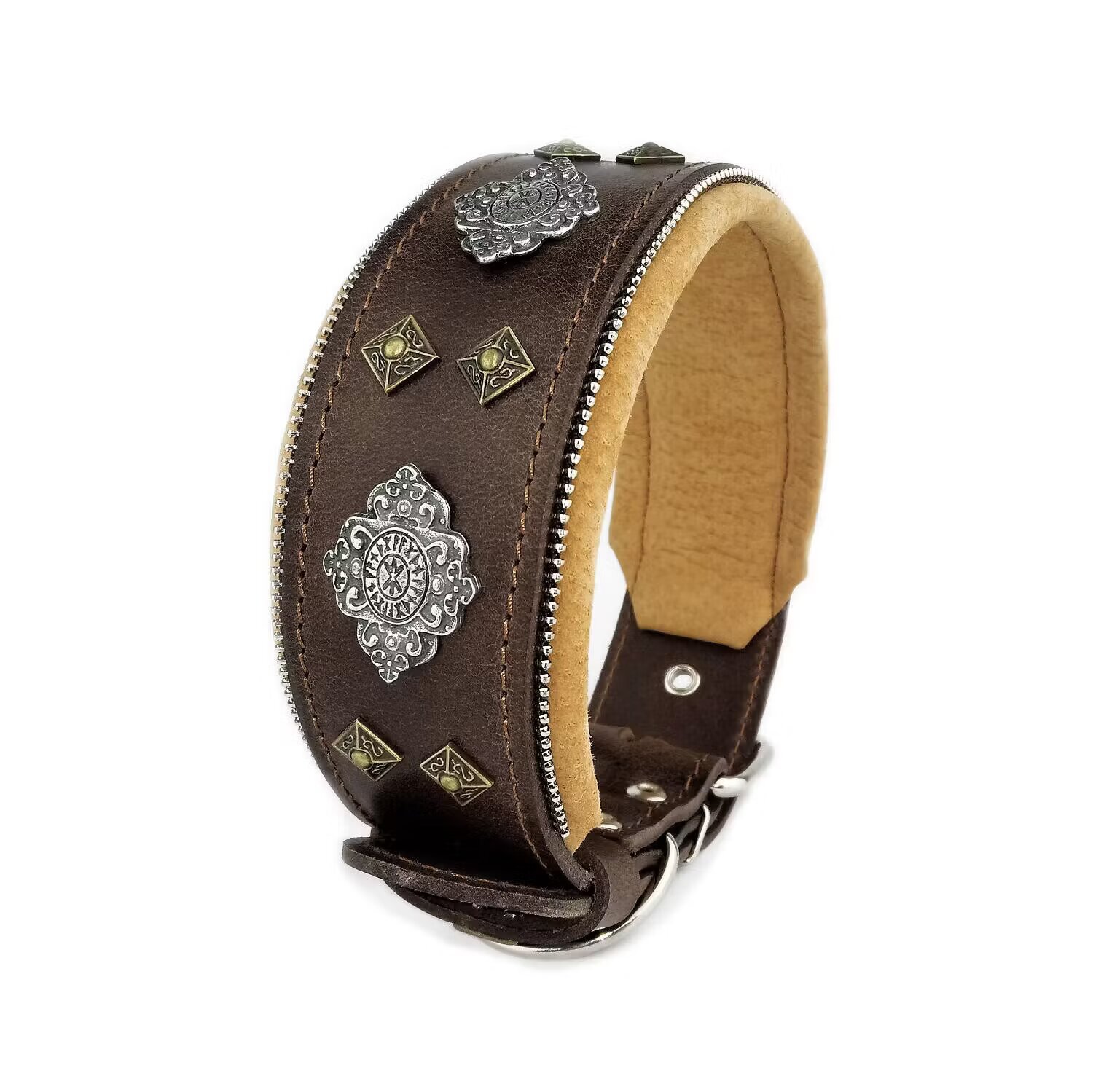 Bestia Zgarda Aztec Piele Naturala M Maro
