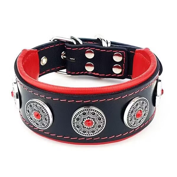 Bestia Zgarda Bijou Puppy Piele Naturala S Negru/ Rosu