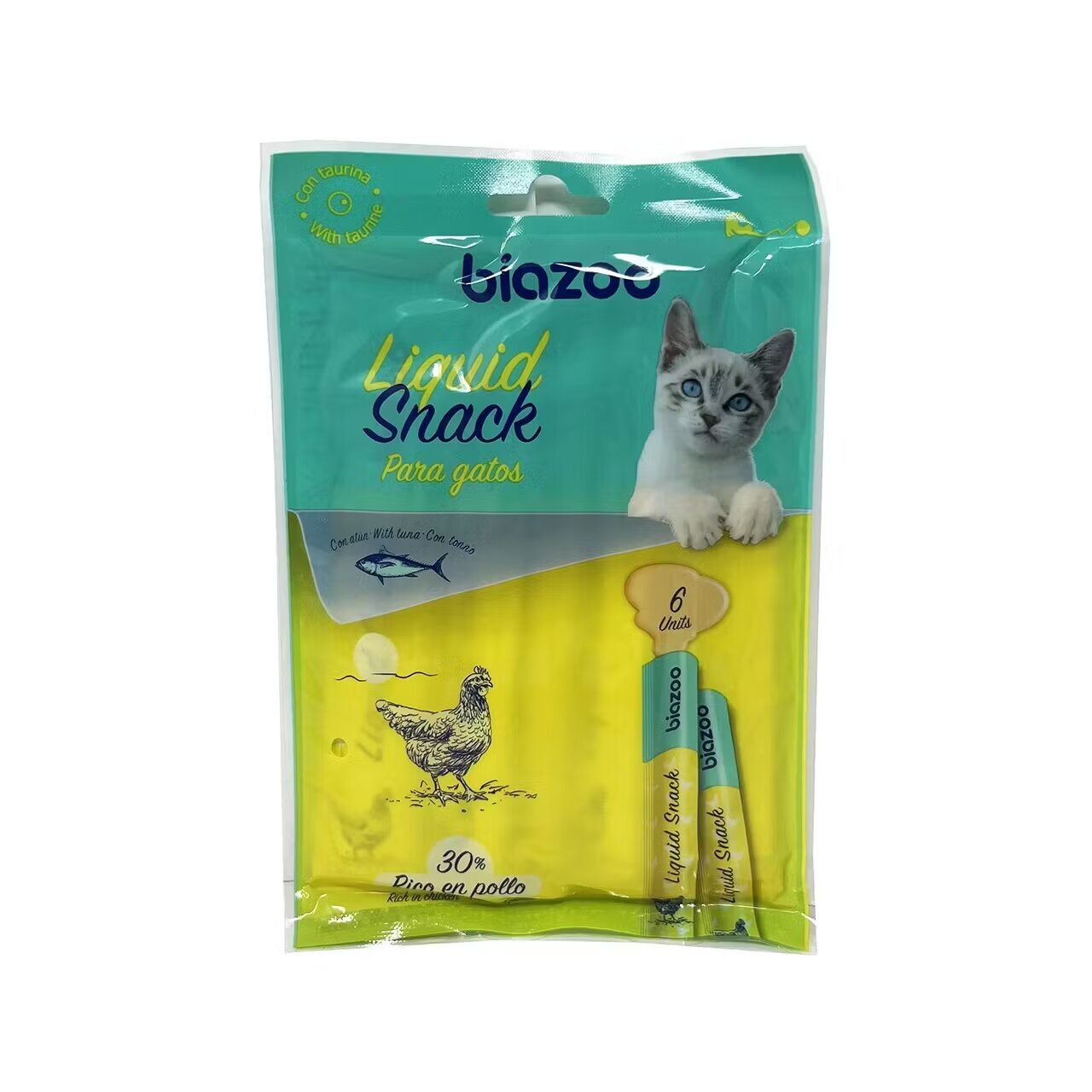 Biozoo Recompense Pisici Snack Lichid cu Pui si Ton 6 buc/ 90 g