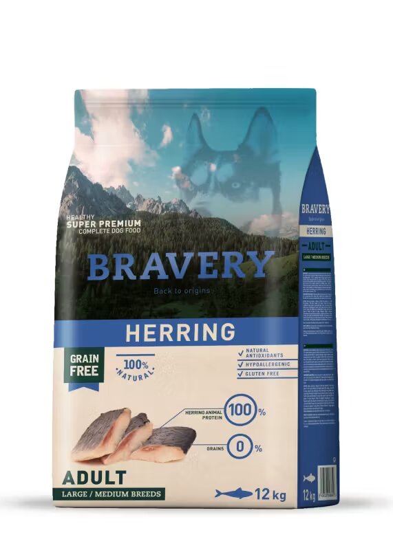 Bravery Hrana Uscata Caini Dog Large-Medium Adult Hering 12 kg