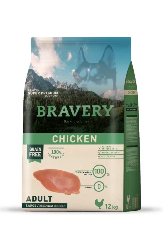 Bravery Hrana Uscata Caini Dog Large-Medium Adult Pui 12 kg