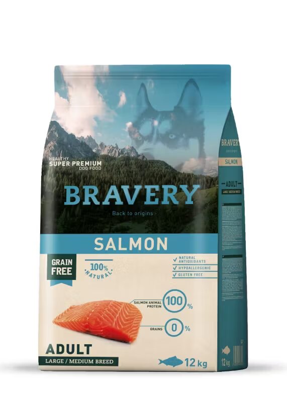 Bravery Hrana Uscata Caini Dog Large-Medium Adult Somon 12 kg