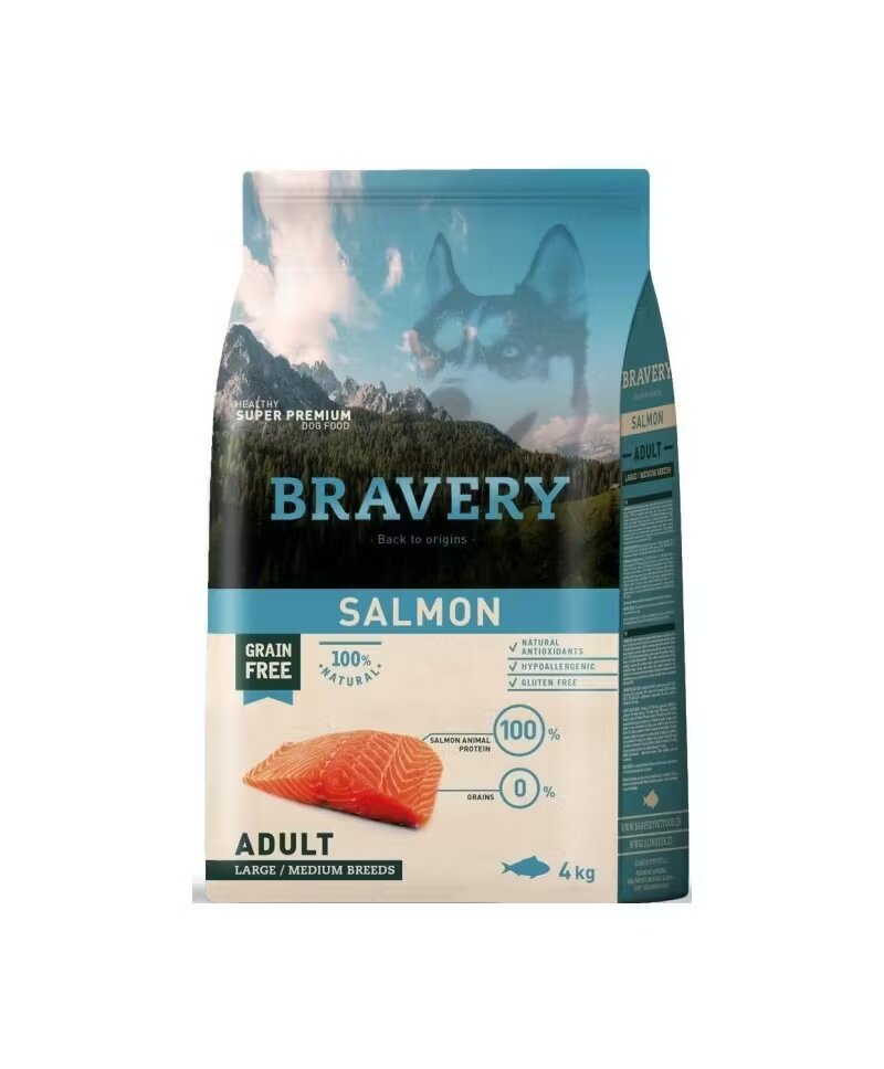 Bravery Hrana Uscata Caini Dog Large-Medium Adult Somon 4 kg