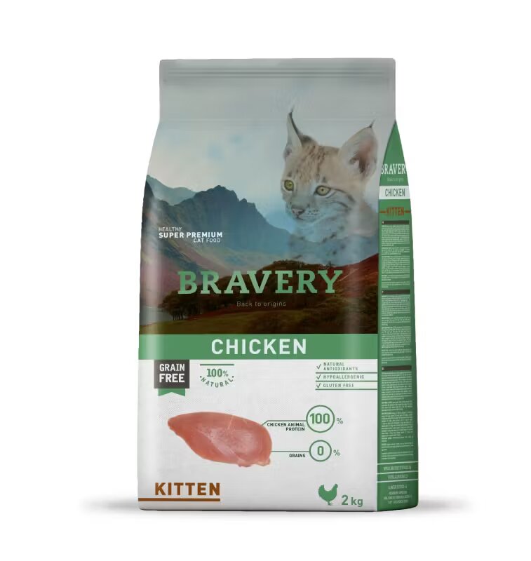 Bravery Hrana Uscata Pisici Kitten Pui 2 kg